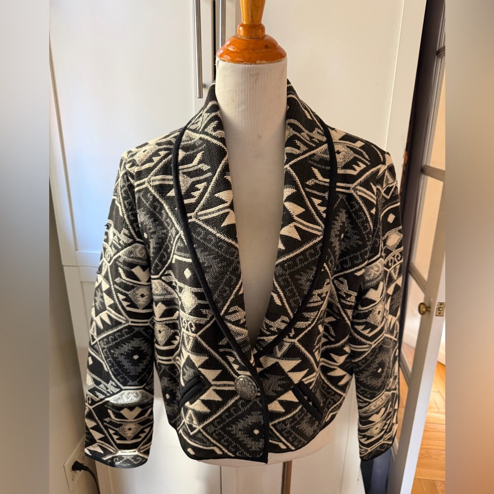 International by Giorgio Fiorlini black & white 100% Southwest cropped jacket